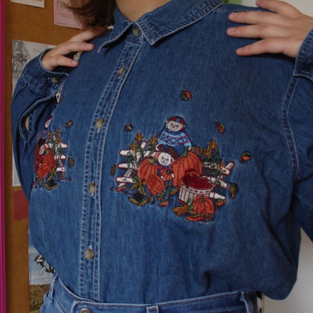Embroidered Denim Shirt